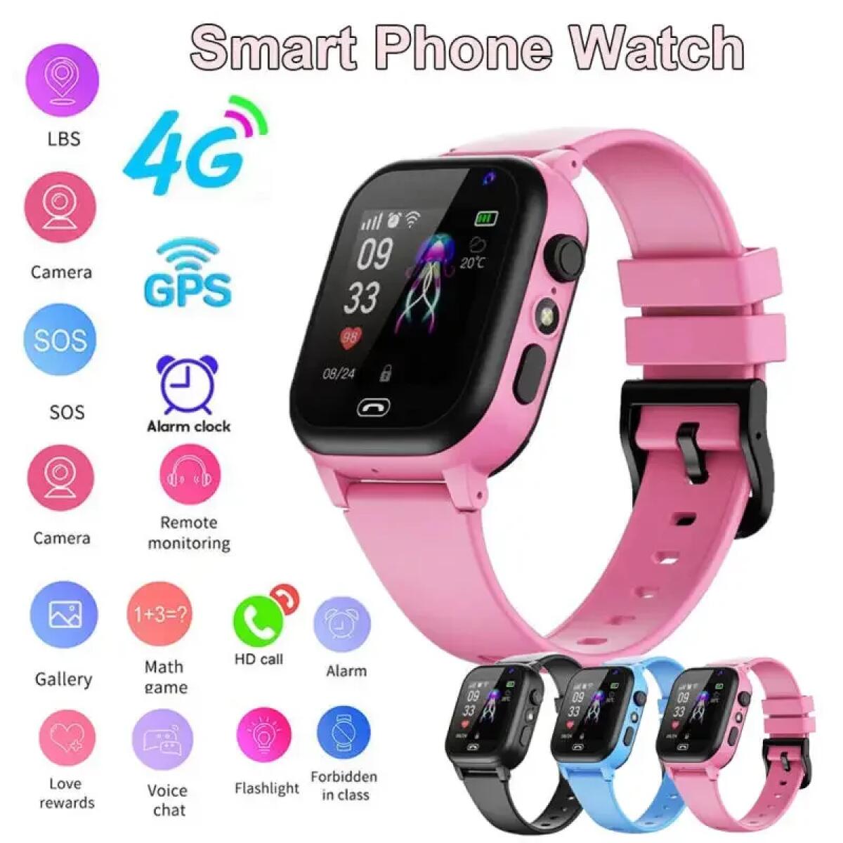 Smartwatch Watches For Boys - Reloj inteligente para niños 4G multifuncional